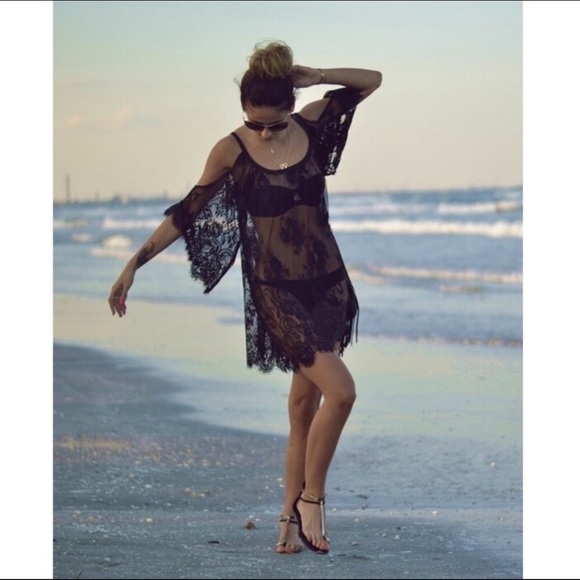 Black Lace Swimsuit Cover - Picture 5 of 8